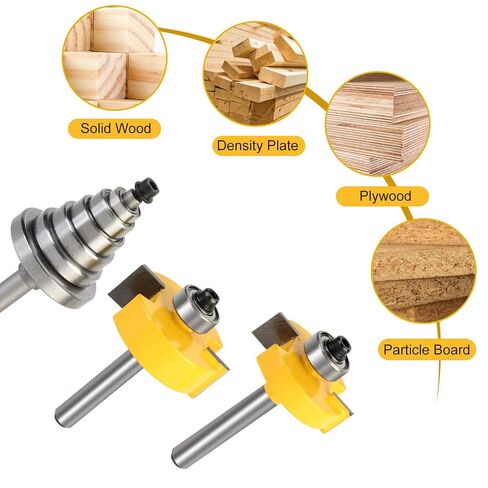 Rabbet Router Bit 1/2 Inch with 6 Bearings,Interchangeable and Adjustable Bearing (Multiple Depths 1/8", 1/4", 5/16", 3/8", 7/16", 1/2") Carbide Tipped Rabbeting Router Bit Set for in Kuwait