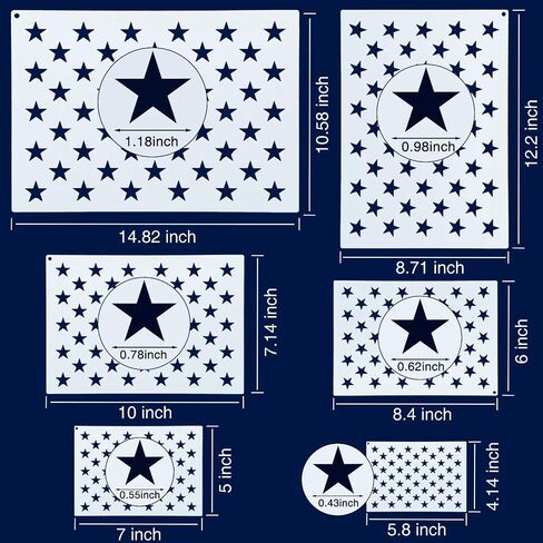 WISYOK 12Pcs 50 Star Stencil Templates, 6 Sizes, 2 Style in Kuwait
