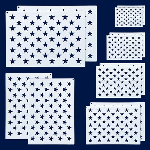WISYOK 12Pcs 50 Star Stencil Templates, 6 Sizes, 2 Style in Kuwait