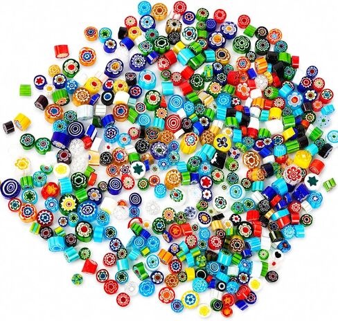 250g COE90 Millefiori Glass for Fusing Glass No-Hole Millefiori Glass Beads for DIY Crafts Fusible Glass for Microwave Kiln for Stained Glass Projects Jewelry Mosaic Making Supplies in Saudi Arabia