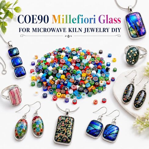 250g COE90 Millefiori Glass for Fusing Glass No-Hole Millefiori Glass Beads for DIY Crafts Fusible Glass for Microwave Kiln for Stained Glass Projects Jewelry Mosaic Making Supplies in Saudi Arabia