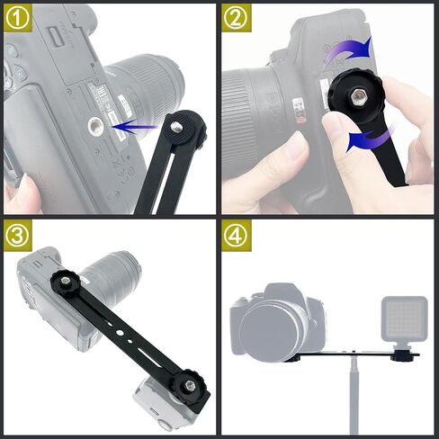 8"/20cm Dual Speedlite Camera Mount Tripod Bracket Flash Extension Bar,8" Dual Tripod Bracket for Camera,LED Video Light,DSLR Camera,Flash Light in Kuwait