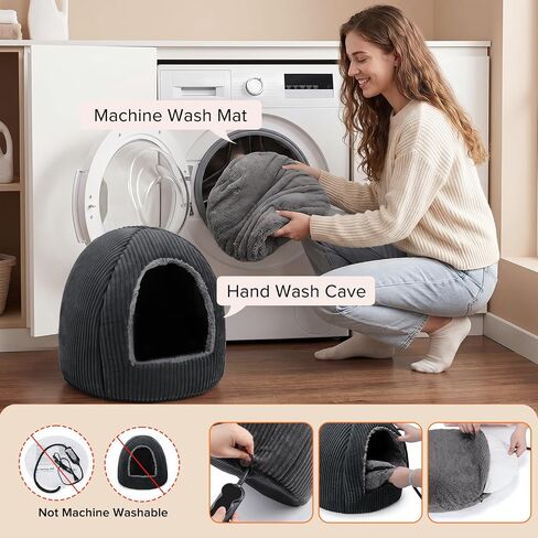 2 in 1 Foldable Heated Cat Cave Beds for Indoor Cats and Dogs in Kuwait