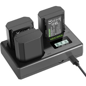 نيوير مجموعة بطاريات وشاحن NP-FZ100 بديلة 3 قطع 2280mAh NP-FZ100 وشاحن USB ثلاثي الفتحات متوافق مع سوني FX3, FX30, A1, A9, A9 II, A7R IV, A7S III, A7 III, A7 IV, A6600, A7C in Kuwait