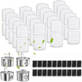SORON 20 Pack Cat Water Fountain Filters Replacement, Compatible with GIOTOHUN/HOOISE/ATMZIQXR/UMOCUOY/IHOUONE 74oz/88oz/108oz Stainless Steel Pet Fountains, Premium Replacement Filters with Sponges in Kuwait
