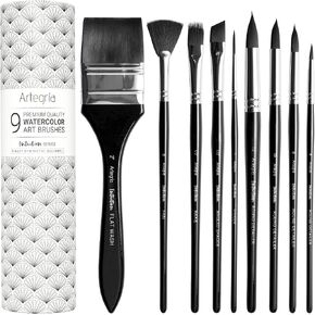 ARTEGRIA Watercolor Brush Set, 10 Soft Synthetic Squirrel Brushes in Kuwait