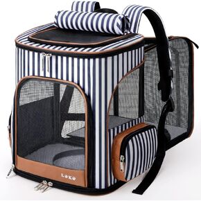 Lekereise Cat Backpack Expandable Pet Carrier Backpack for Small Cats and Dogs, Foldable Dog Carrier Backpack with Inner Safety Leash, Grey in Kuwait
