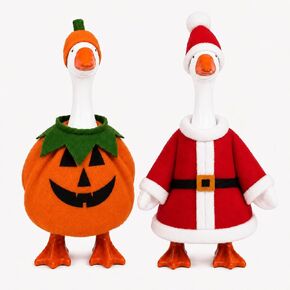 7 Inch Desk Goose Outfits, Halloween Pumpkin & Christmas Santa Desk Goose Clothes Set, Mini Desktop Goose Costumes, Holiday Accessories for Desk Shelf Tabletop Office Classroom Decor in Kuwait