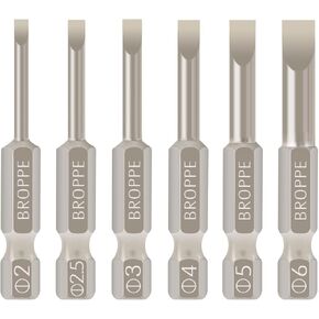BROPPE 6 Pcs Slotted Screwdriver Bit Set Magnetic Flat Head Bits 2.0-6.0mm 1/4 Inch Hex Shank 2 Inch Long in Saudi Arabia