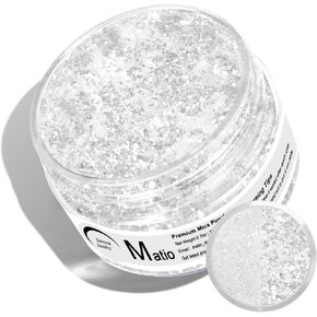 Matio White Glitter Mica Powder, 0.7oz/20g Premium Resin Glitter Powder in Saudi Arabia