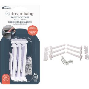 Dreambaby Safety Catches - Child Proof Cabinet & Drawers Locks Latches - White - 6 Count - Model L101 in Saudi Arabia