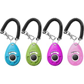 Pet Training Clicker with Wrist Strap - Dog Training Clickers for Puppy, Cat, Potty, Bird, Horse, Pet, Trainer Training Tools, Behavior Aids (Lake Blue + Light Green + Purple + Pink) in Kuwait