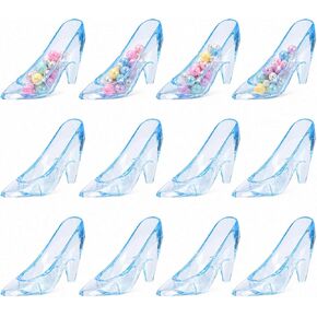 ZZYFGH 12 Pcs Mini Plastic High Heels Shoes 3.5 inch Clear Mini Cinderella Princess Slippers Glass Heels Princess for Wedding Birthday Party Table Favors Decoration (Clear) in Kuwait
