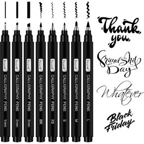 Brusarth Calligraphy Pens for Writing, Hand Lettering Pens, 8 Size in Kuwait