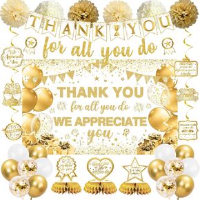 Vlipoeasn We Appreciate You Banner Decorations, Vintage Colorful Thank You for All You Do Backdrop Banner Honeycomb Centerpieces, Office Decor Staff Teachers Professors Doctor Nurses Appreciation in Saudi Arabia