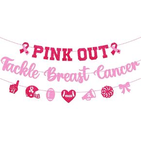 Pink Out Tackle Breast Cancer Banner, Breast Cancer Football Decorations in Kuwait