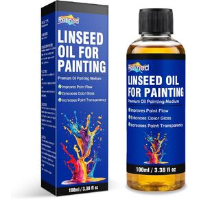 Linseed Oil for Painting 100ml, Refined Linseed Oil, Oil Paint Medium and Thinner for Artists, Improves Flow and Blending, Ideal for Glazing, Enhances Transparency and Gloss Finish in Kuwait