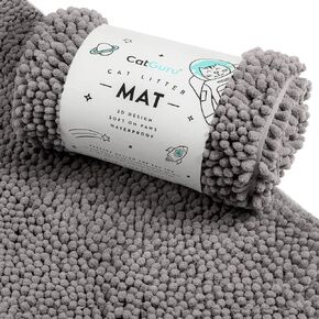 CatGuru Cat Litter Mat, Medium, Extra Large, XXL, Waterproof Litter Box Mat, Non Slip Kitty Litter Mat, Machine Washable Litter Trapping Mat, Soft Litter Tray, Cat Stuff (XL, Gray/Heavy-Duty) in Kuwait