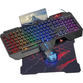 CHONCHOW 60% لوحة مفاتيح LED للألعاب RGB 68 مفتاحًا، لوحة مفاتيح سلكية مع 10 تأثيرات معدة مسبقًا، إحساس التبديل الميكانيكي، متوافق مع أجهزة الكمبيوتر الشخصية، Mac، Linux، Xbox one، PS4، PS5 in Kuwait