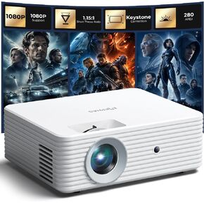 Mini Projector for iPhone, ELEPHAS 2023 Upgraded 1080P HD Projector, 8000L Portable Projector with Tripod and Carry Bag, Movie Projector Compatible with Android/iOS/Windows/TV Stick/HDMI/USB in Saudi Arabia