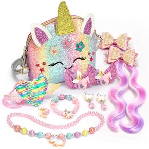 Unicorn Purse Set for Girls 3-8, 11-Piece Dress Up Toys and Birthday Gifts in Kuwait