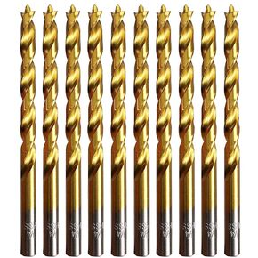 Hymnorq 3/16 Inch Black Nitride Coated High Speed Steel Jobber Length Twist Drill Bits Set of 10pcs, Fully Ground Technique, 135 Degree Split Point, for General Use in Wood Plastic and Soft Metal in Saudi Arabia