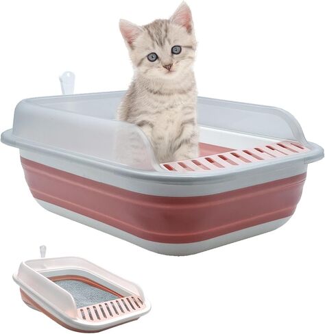 Collapsible Kitten Litter Box Low Entry Small Cat Litter Box M in Kuwait