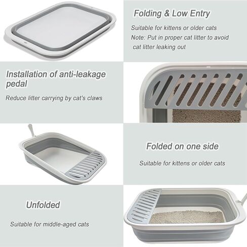 Collapsible Kitten Litter Box Low Entry Small Cat Litter Box M in Kuwait