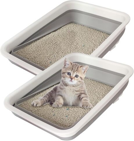 Collapsible Kitten Litter Box Low Entry Small Cat Litter Box M in Kuwait