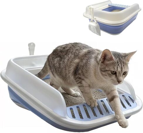 Collapsible Kitten Litter Box Low Entry Small Cat Litter Box M in Kuwait