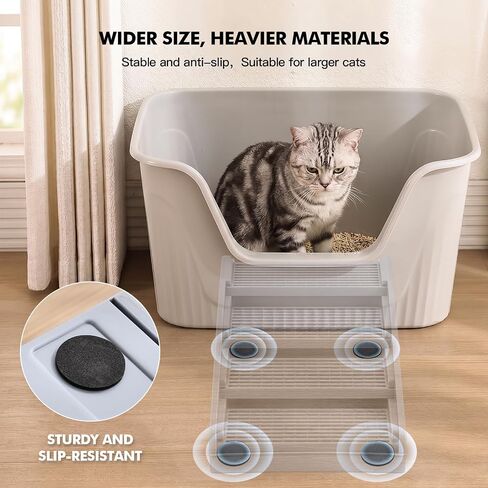 Litter Box Step Cat Ramp Litter Catcher for Cat Litter Boxes Height Adjustable Litter Mat for Small and Senior Cats Washable Water-Proof - Grey in Saudi Arabia