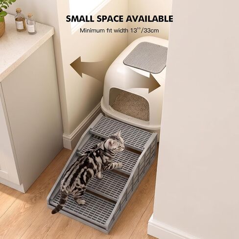 Litter Box Step Cat Ramp Litter Catcher for Cat Litter Boxes Height Adjustable Litter Mat for Small and Senior Cats Washable Water-Proof - Grey in Saudi Arabia