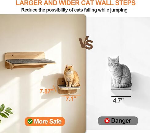 Cat Wall Shelves, Wood Cat Wall Furniture with Scratching Post, Floating Kitty Stairs & Steps for Climbing, Jumping and Napping, Multi-Level Cat Climbing System, Space-Saving in Saudi Arabia