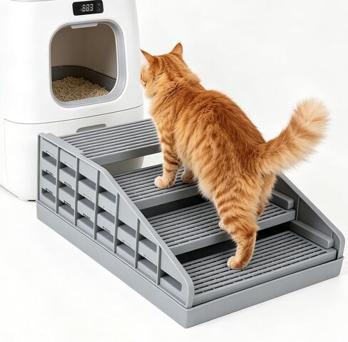 Adjustable Litter Box Step, Elevated Cat Ramp/Stairs with Filter Function in Kuwait