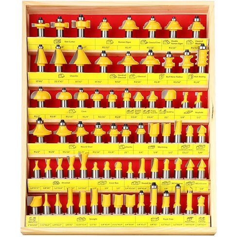 MEIGGTOOL 70PCS 1/2 Inch Shank Router Bit Set Door Window Bites with Tungsten Carbide Tips for Use On Wood, Metal, Plastic in Kuwait