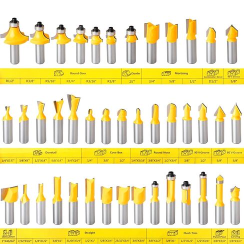 MEIGGTOOL 70PCS 1/2 Inch Shank Router Bit Set Door Window Bites with Tungsten Carbide Tips for Use On Wood, Metal, Plastic in Kuwait