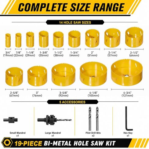 KATA 30PCS Multi-Function Wood Drill Bits Set Hole Saw Kit Set with 3/4"-6" Hole Saw, Countersink Drill Bits, Spade Drill Bits, Carbide Forstner Bits, Ideal for Soft Wood, Plywood, PVC in Kuwait