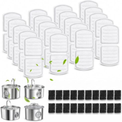 SORON 20 Pack Cat Water Fountain Filters Replacement, Compatible with GIOTOHUN/HOOISE/ATMZIQXR/UMOCUOY/IHOUONE 74oz/88oz/108oz Stainless Steel Pet Fountains, Premium Replacement Filters with Sponges in Kuwait