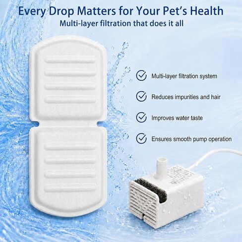SORON 20 Pack Cat Water Fountain Filters Replacement, Compatible with GIOTOHUN/HOOISE/ATMZIQXR/UMOCUOY/IHOUONE 74oz/88oz/108oz Stainless Steel Pet Fountains, Premium Replacement Filters with Sponges in Kuwait