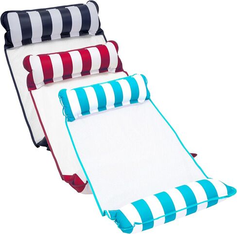 Aqua Monterey Hammock Pool Float - Three Pack - Light Blue, Navy & Burgundy/White Stripe, 3-Pack in Saudi Arabia