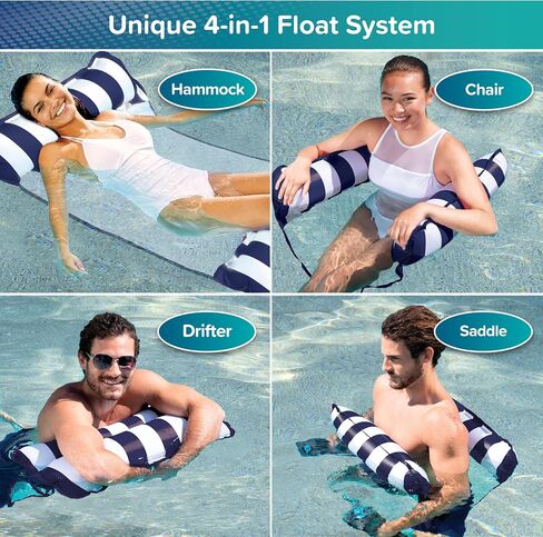 Aqua Monterey Hammock Pool Float - Three Pack - Light Blue, Navy & Burgundy/White Stripe, 3-Pack in Saudi Arabia