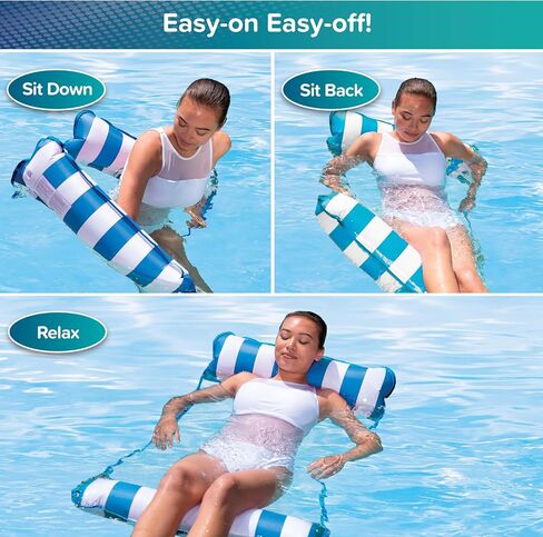 Aqua Monterey Hammock Pool Float - Three Pack - Light Blue, Navy & Burgundy/White Stripe, 3-Pack in Saudi Arabia