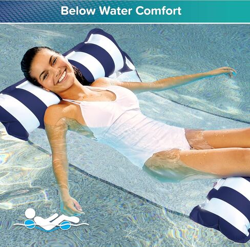 Aqua Monterey Hammock Pool Float - Three Pack - Light Blue, Navy & Burgundy/White Stripe, 3-Pack in Saudi Arabia