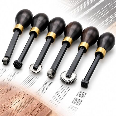 6-piece Printmaking Roulette Tool Set, Woodblock Carving Tool Set, Intaglio Etching Texture Wheels and Stippling Tools with Steel Heads and Wood Handles for Copper Plate, Woodblock and Engraving in Saudi Arabia
