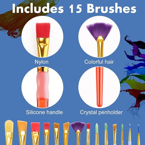 15Pcs Paint Brushes Value Pack in Kuwait