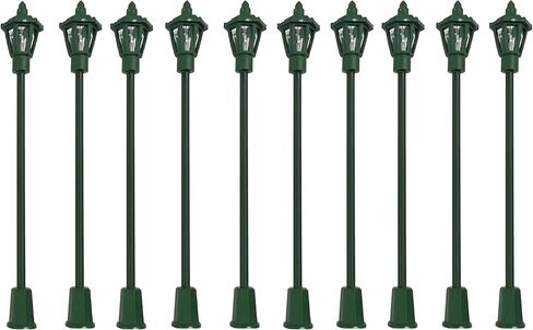 10Pcs No.1 Miniature LED Courtyard Lights No.1, 3V Model Train Lamp Posts (1:160 Black, White Shade, Warm White) in Saudi Arabia