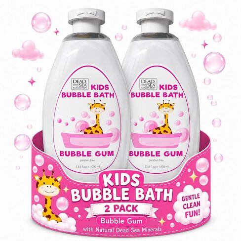 Dead Sea Collection Bubble Bath Kids with Vanilla - Cleansing and Moisturizing Liquid Bath Bubbles - Sweet Almond Oil and Pure Dead Sea Minerals - Pack of 2 Large Bottles (67.6 fl.oz) in Saudi Arabia