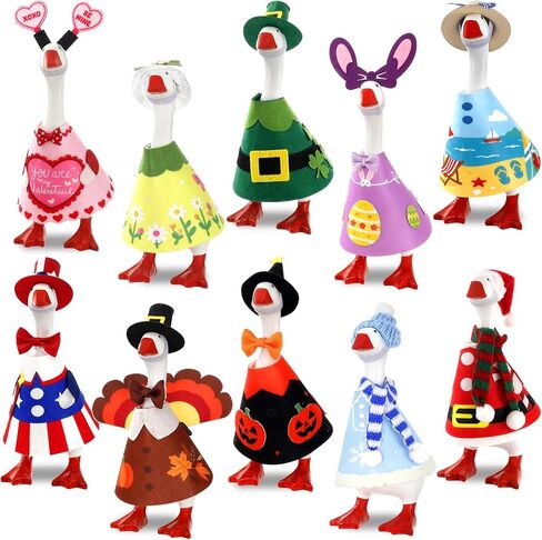 10 Set Desk Goose Outfits 7 Inch, Holiday Mini Goose Outfit Felt Clothes in Saudi Arabia