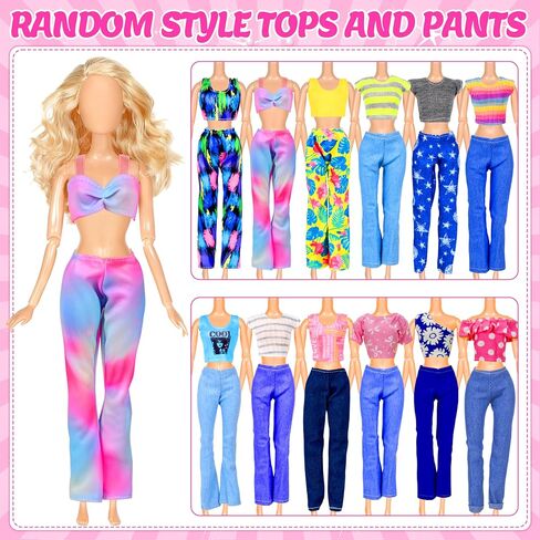 BYMORE 12 Set Doll Clothes Kit, Include Fashion Dresses, Floral Dresses, Sequins Dresses, Evening Party Dresses, Fairy Dresses with Wings, Tops and Pants in Gift Box for 11"-12" Dolls in Saudi Arabia