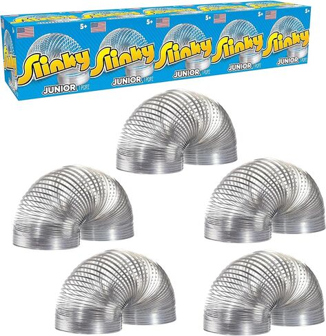 Just Play Slinky Jr. the Original Walking Spring Toy, 5-pack Small Metal Slinkys, Kids Toys for Ages 5 Up in Saudi Arabia